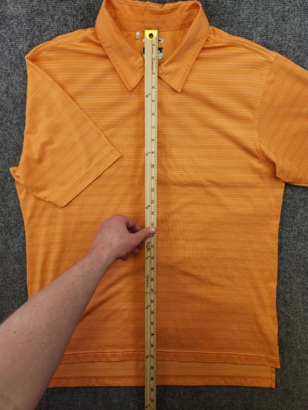 Adidas Climalite Adult Men Large Orange Striped Short Sleeve Golf Polo Polyester